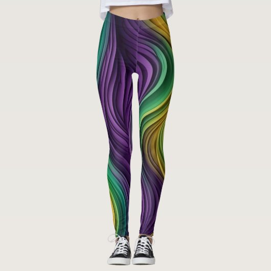 Gemusterte Mardi Gras Welle Leggings (Vorderseite)