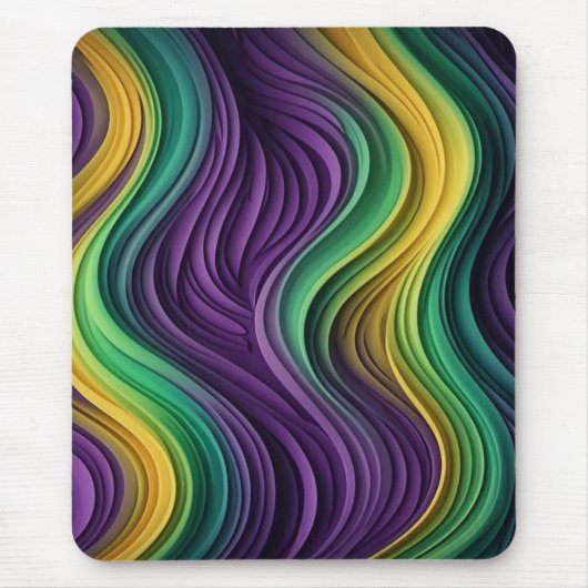 Gemusterte Mardi Gras Welle Mousepad (Vorne)