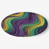 Gemusterte Mardi Gras Welle Pappteller (Schrägansicht)