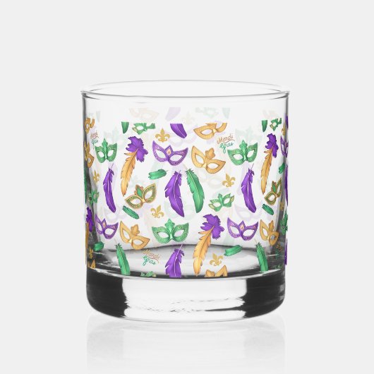 Gemusterte Mardi Gras Whiskyglas (Rückseite)
