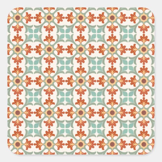 Gemusterte marokkanische Ziegel aus Rost und Gold Quadratischer Aufkleber (Vorderseite)