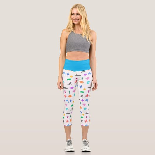 Gemusterte Meerestiere Capri Leggings (Vorderseite)