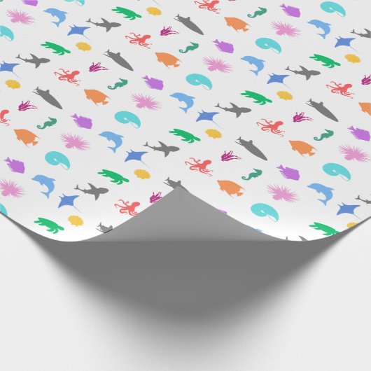 Gemusterte Meerestiere Geschenkpapier (Ecke)