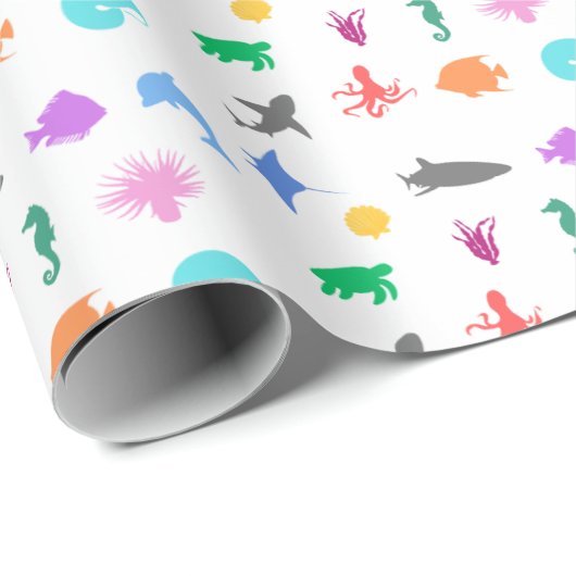 Gemusterte Meerestiere Geschenkpapier (Rolleneckpunkt)