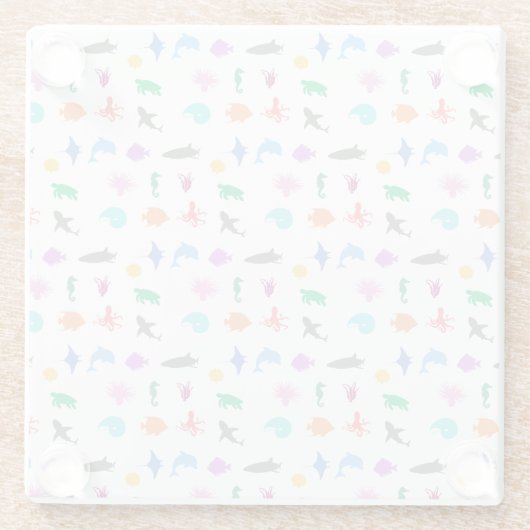 Gemusterte Meerestiere Glasuntersetzer (Rückseite)