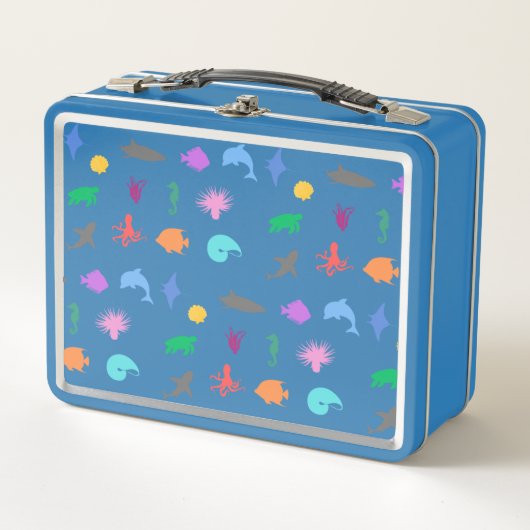 Gemusterte Meerestiere Metall Brotdose (Vorderseite)