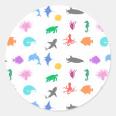 Gemusterte Meerestiere Runder Aufkleber (Vorderseite)