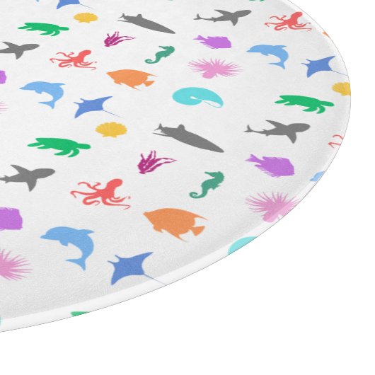 Gemusterte Meerestiere Schneidebrett (Ecke)