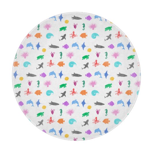 Gemusterte Meerestiere Schneidebrett (Vorderseite)