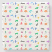 Gemusterte Meerestiere Steinuntersetzer (Vorderseite)