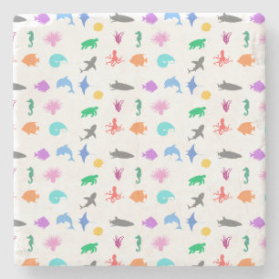 Gemusterte Meerestiere Steinuntersetzer