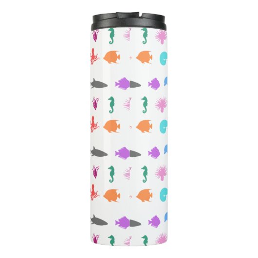 Gemusterte Meerestiere Thermosbecher (Rückseite)