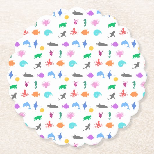 Gemusterte Meerestiere Untersetzer (Vorderseite)