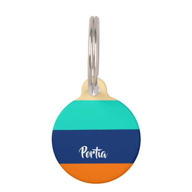 Gemusterte mehrfarbige Linien Haustiermarke (Vorderseite)