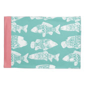 Gemusterte naukale, weiße Blütenfische und Koralle Kissenbezug (Rückseite-Links)