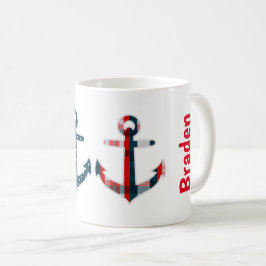 Gemusterte Nautic Anchors Personalisierte Mug Kaffeetasse