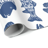 Gemusterte Nautische Seefische Geschenkpapier (Rolleneckpunkt)