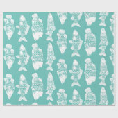 Gemusterte nautische Weißblütenfische Geschenkpapier (Flach)