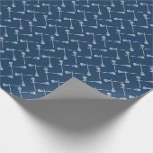 Gemusterte Navy Lacrosse White Sticks Geschenkpapier (Ecke)