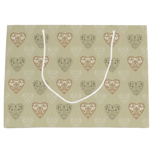 Gemusterte, neutrale Blumenhörner Große Geschenktüte (Vorderseite)