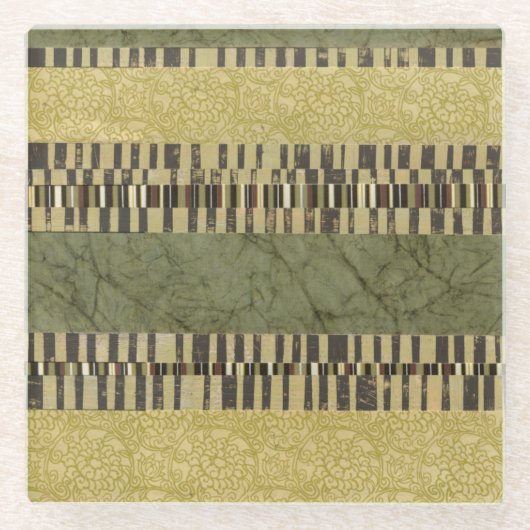 Gemusterte Panel-Malerei Glasuntersetzer (Vorderseite)