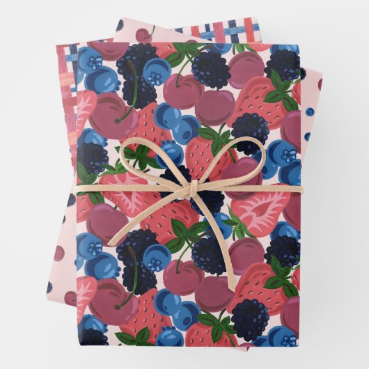 gemusterte Papierblätter aus mehrfach beertem Papi Geschenkpapier Set (Beispiel)