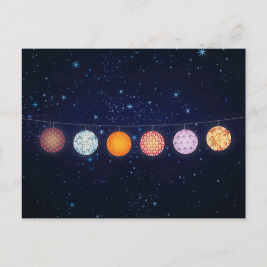 Gemusterte Papierlaternen und Starry Sky Postkarte (Vorderseite)