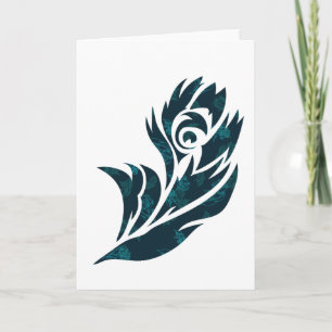 Gemusterte Pfau-Feder Notecard Karte