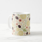 Gemusterte Pfirsichcreme-Blume Kaffeetasse (Vorderseite Links)