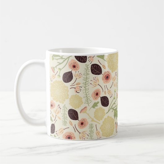 Gemusterte Pfirsichcreme-Blume Kaffeetasse (Links)