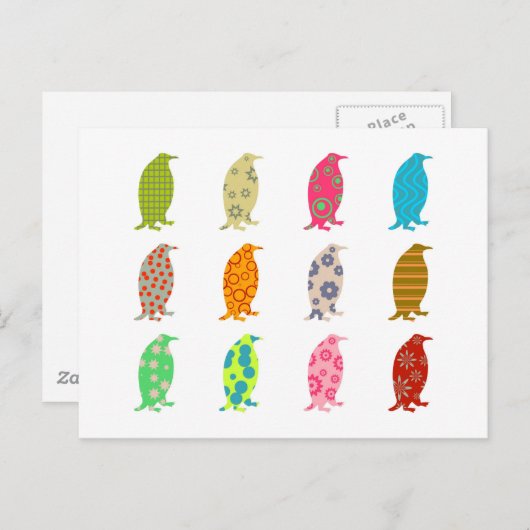 Gemusterte Pinguine Postkarte (Vorne/Hinten)