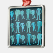 Gemusterte Pyjama-Party Silbernes Ornament (Links)