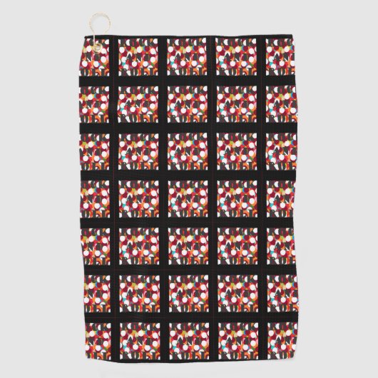 Gemusterte Quadrat-Kunstwerke mit schwarzer Grenze Golfhandtuch (Vorderseite)