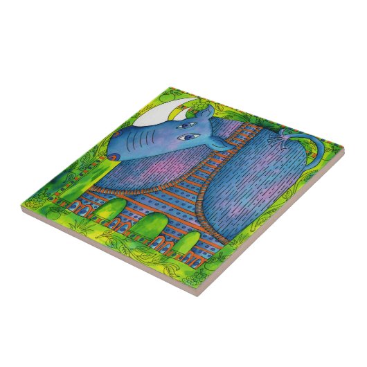 Gemusterte Rhino-Aquarelldarstellung Fliese (Seite)