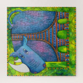 Gemusterte Rhino-Aquarelldarstellung Puzzle (Vertikal)