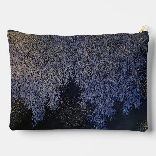 Gemusterte Ripples Blue Hue Leafs Zubehörtasche (Rückseite)