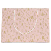 Gemusterte Rosa Goldfussbäume Große Geschenktüte (Vorderseite)