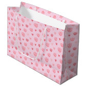 Gemusterte rosa Rose und Herz Große Geschenktüte (Vorderseite Schrägansicht)