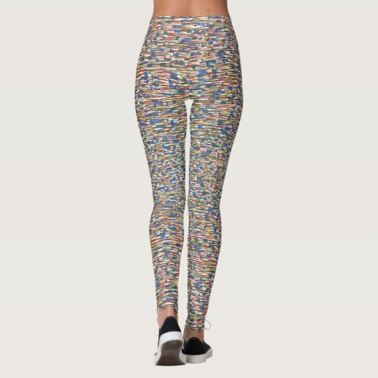 Gemusterte rote, grüne, blaue Designer Leggings (Rückseite)