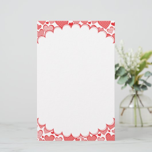 Gemusterte rote Rahmen Briefpapier (Stehend Vorderseite)