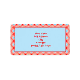 Gemusterte Rücksendeadresse rot und Aquamarin blau Adressaufkleber