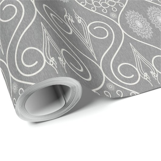 Gemusterte Samen aus graufaserigen Spinnstoffen Geschenkpapier (Rolleneckpunkt)