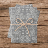 Gemusterte Samen aus graufaserigen Spinnstoffen Geschenkpapier Set