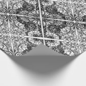 Gemusterte Schwarz-Weiß-Blüte Zeichnend Geschenkpapier (Ecke)