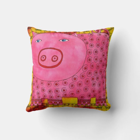 Gemusterte Schweinewasserfarbe Kissen (Rückseite)