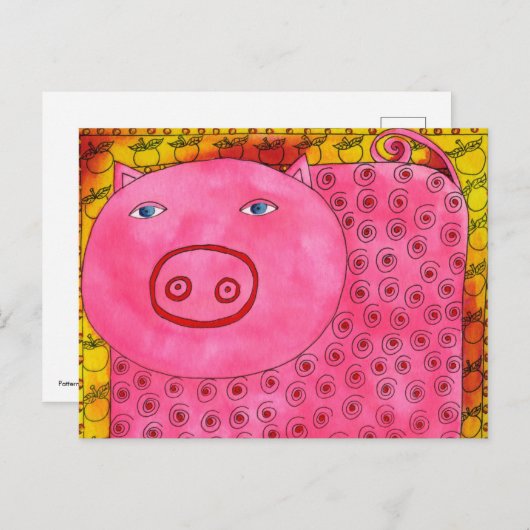 Gemusterte Schweinewasserfarbe Postkarte (Vorne/Hinten)