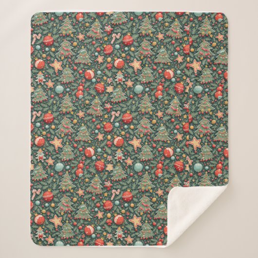 Gemusterte Sherpa-Decke Sherpadecke (Vorderseite)