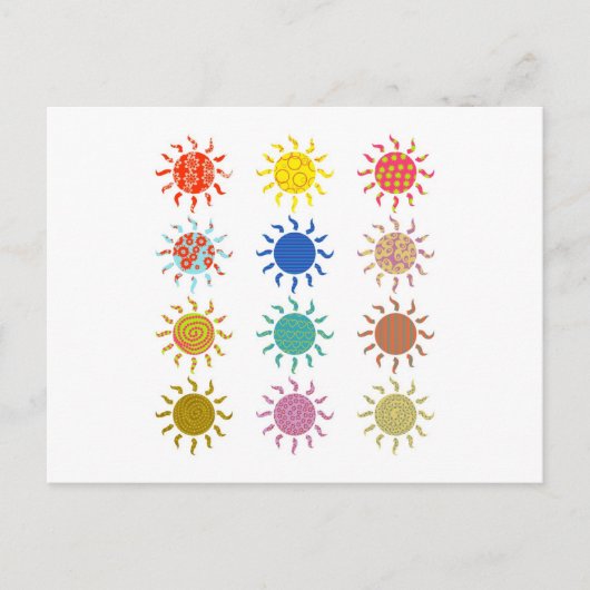 Gemusterte Sonnen Postkarte (Vorderseite)