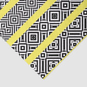 Gemusterte Streifen auf Gelb, schwarz und weiß Seidenpapier (Ausschnitt)