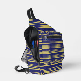 Gemusterte Streifen aus Gold und Marinebarnen Crossbody Bag